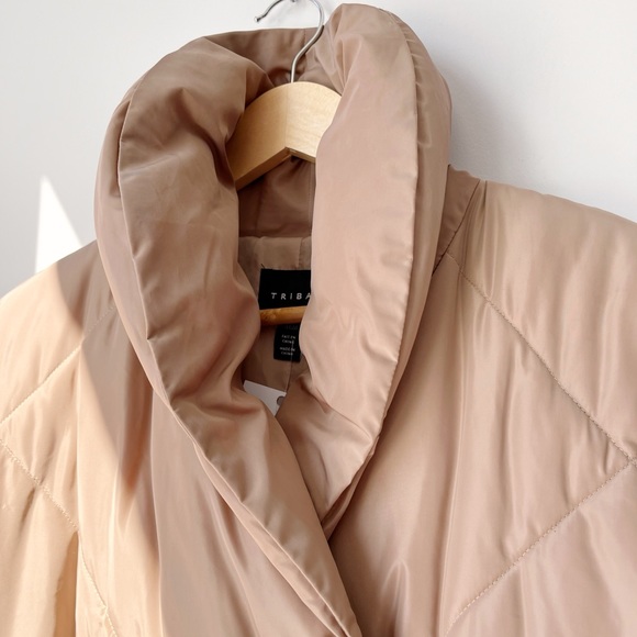 NWOT Tribal Women’s Long Quilted Puffer Coat in Gold/Camel - Picture 9 of 10